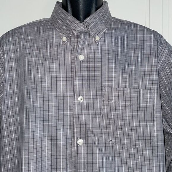 Eddie Bauer gray, white & black check cotton long sleeve shirt - Picture 2 of 10